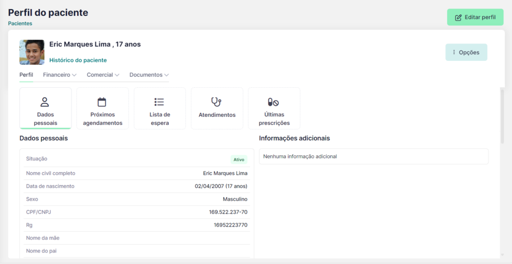 perfil do paciente
